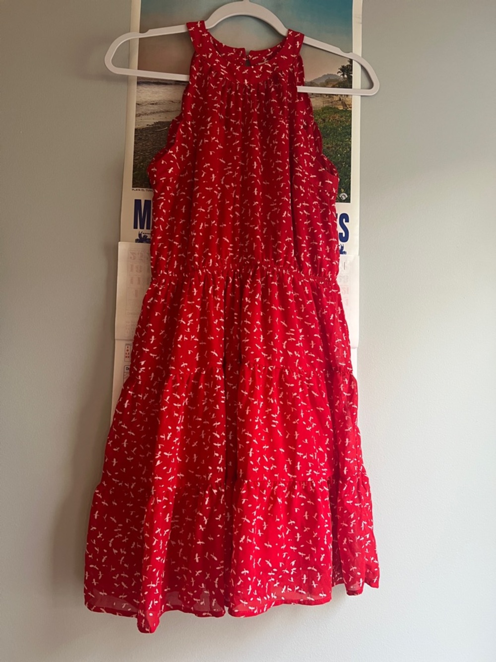 Target Red Tiered Sundress with White Ditsy Print